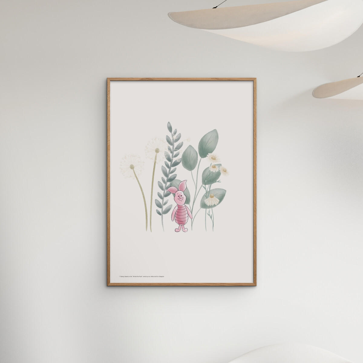 POSTER mit Rahmen Disney - Disney's Piglet Among Dandelions - Eichefarben/Multicolor, Holz/Papier (30/40cm) - Poster&Frame
