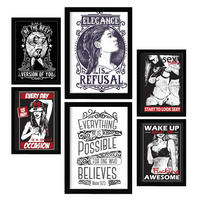 POSTER Set Mit 6 Frau In Rustikale Zitate A3 & A4 Schwarzer Rahmen - Schwarz, Papier (29/3cm) - Nacnic