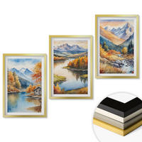 WANDBILDER 3er Set - 40x60 cm Goldrahmen - Gebirgsflüsse, Herbstbäume - Goldfarben, Kunststoff (40/60cm) - ArtPrintCave
