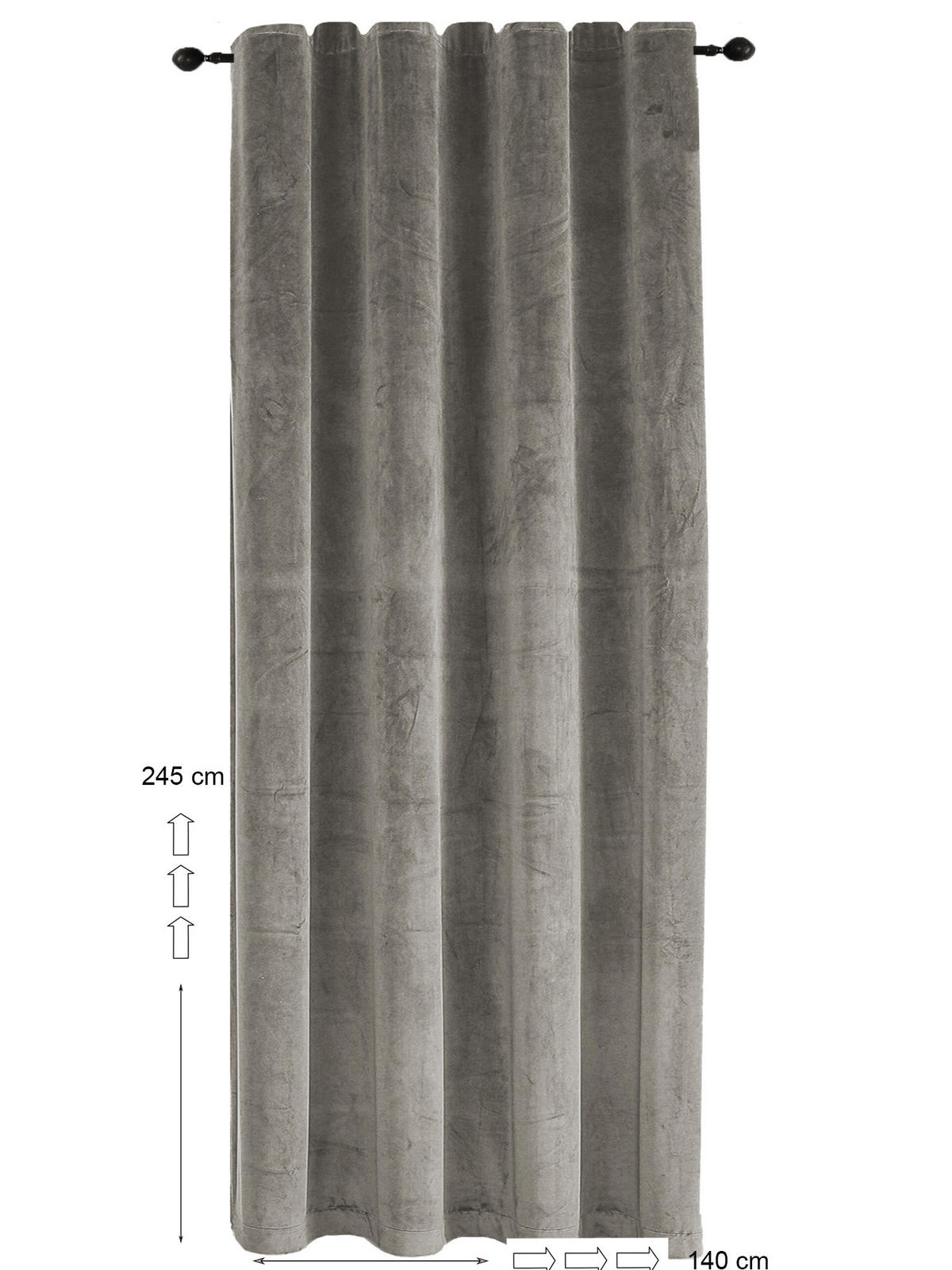 VORHANG Kräuselband Samt 140/245 cm Taupe - Taupe, Textil (140/245/245cm) - TiborTex