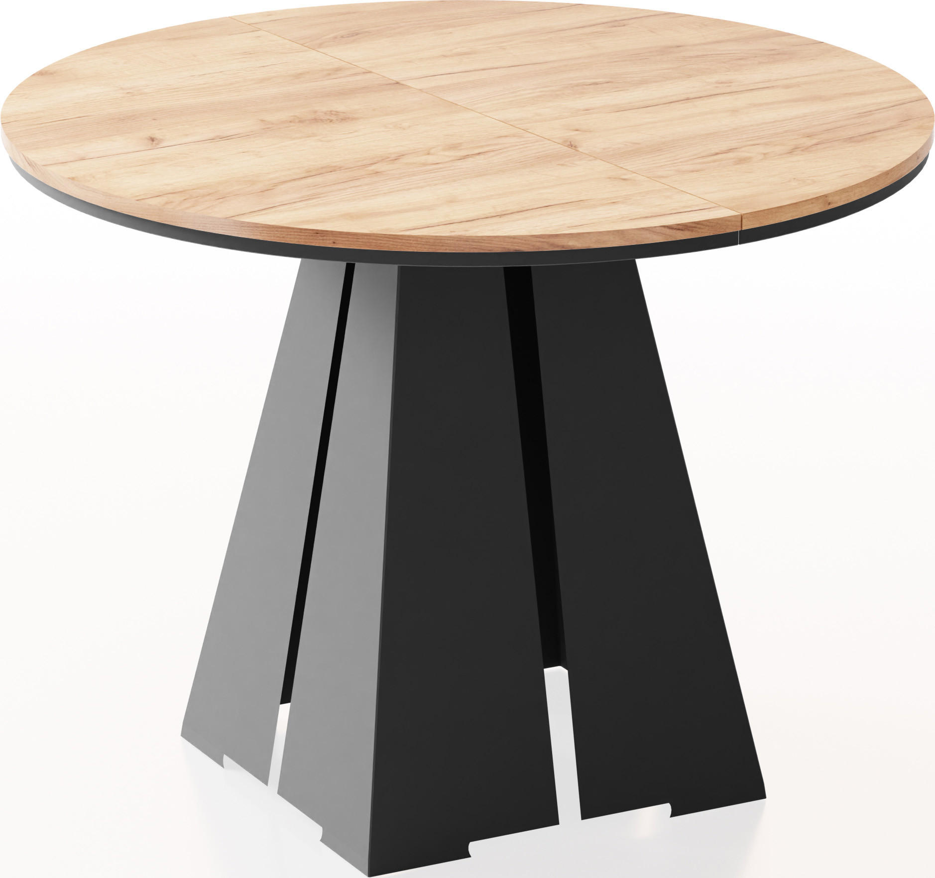 ESSTISCH Kova runder ausziehbarer, Craft Eiche 100-180/100/76 cm - Eiche Wotan/Schwarz, Holzwerkstoff/Metall (100/100/76cm) - WFL GROUP
