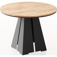 ESSTISCH Kova runder ausziehbarer, Craft Eiche 120-200/120/76 cm - Eiche Wotan/Schwarz, Holzwerkstoff/Metall (120/120/76cm) - WFL GROUP