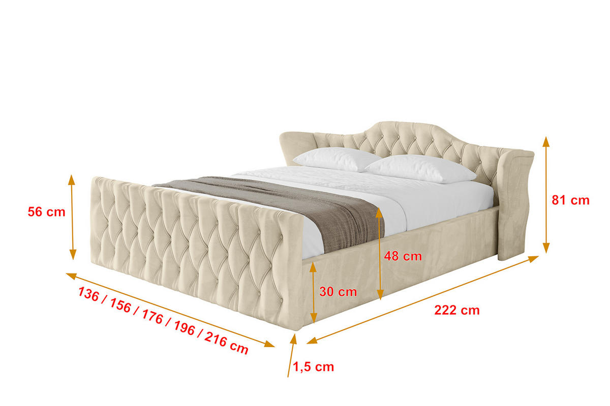 POLSTERBETT mit Bettkasten, Fußteil und Lattenrost, Boxbett mit Matratze H3/H4 - ZORAN-Z-V1 180x200 Beige - Ecru, Holzwerkstoff/Textil (180/200cm) - ALTDECOR