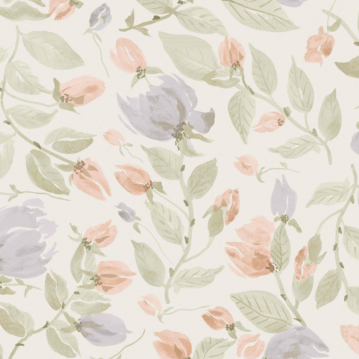 VLIESTAPETE Orisia Peony Blass Salbei Grün Vliestapete - Grün, Papier/Kunststoff (52/1000cm) - Graham & Brown