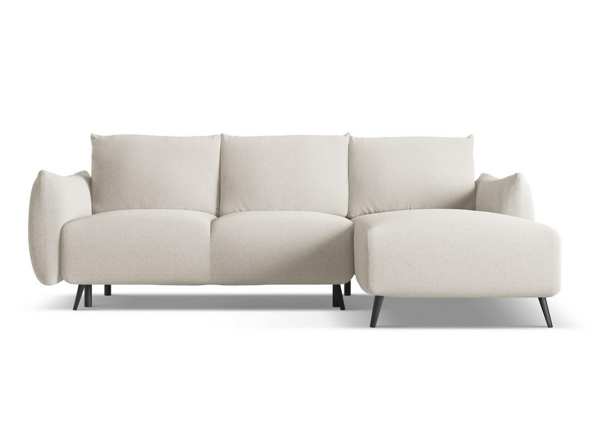 ECKSOFA mit Schlaffunktion Chenille Stoff Grau - Silberfarben/Schwarz, Textil/Metall (242/162cm) - Makamii