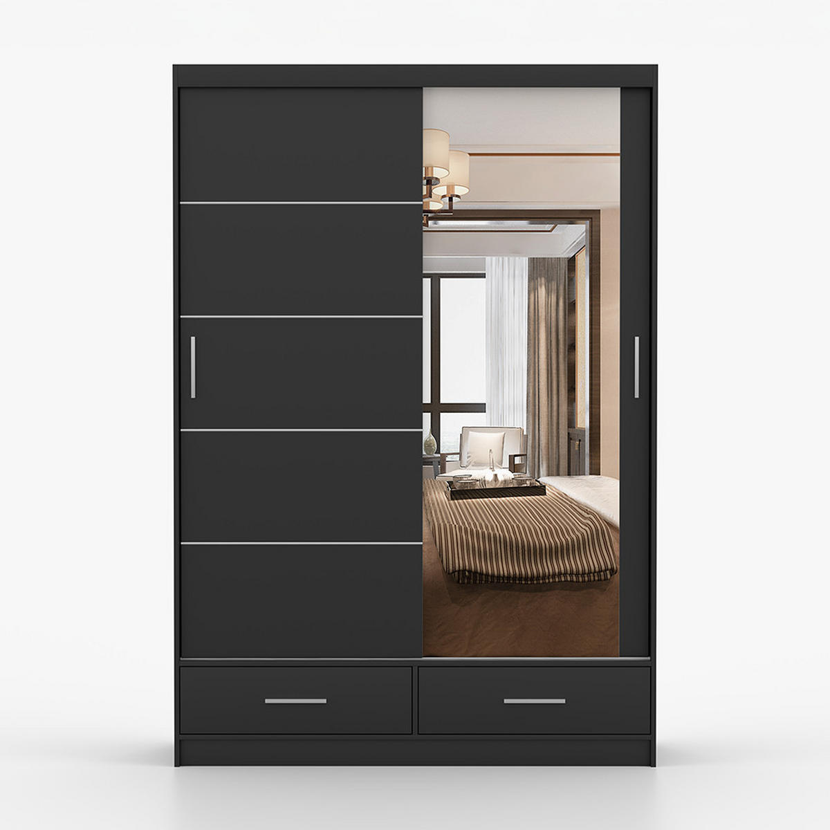 KLEIDERSCHRANK Florence 150 cm, 150/218/61, 2-türig, schwarz - Schwarz, Holzwerkstoff (150/218/61cm) - imoebel24