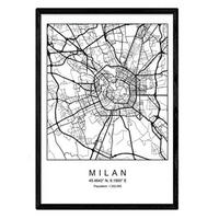 POSTER Milan Nordic Style A4 Schwarzer Rahmen - Schwarz, Papier (29.7/5/21cm) - Nacnic