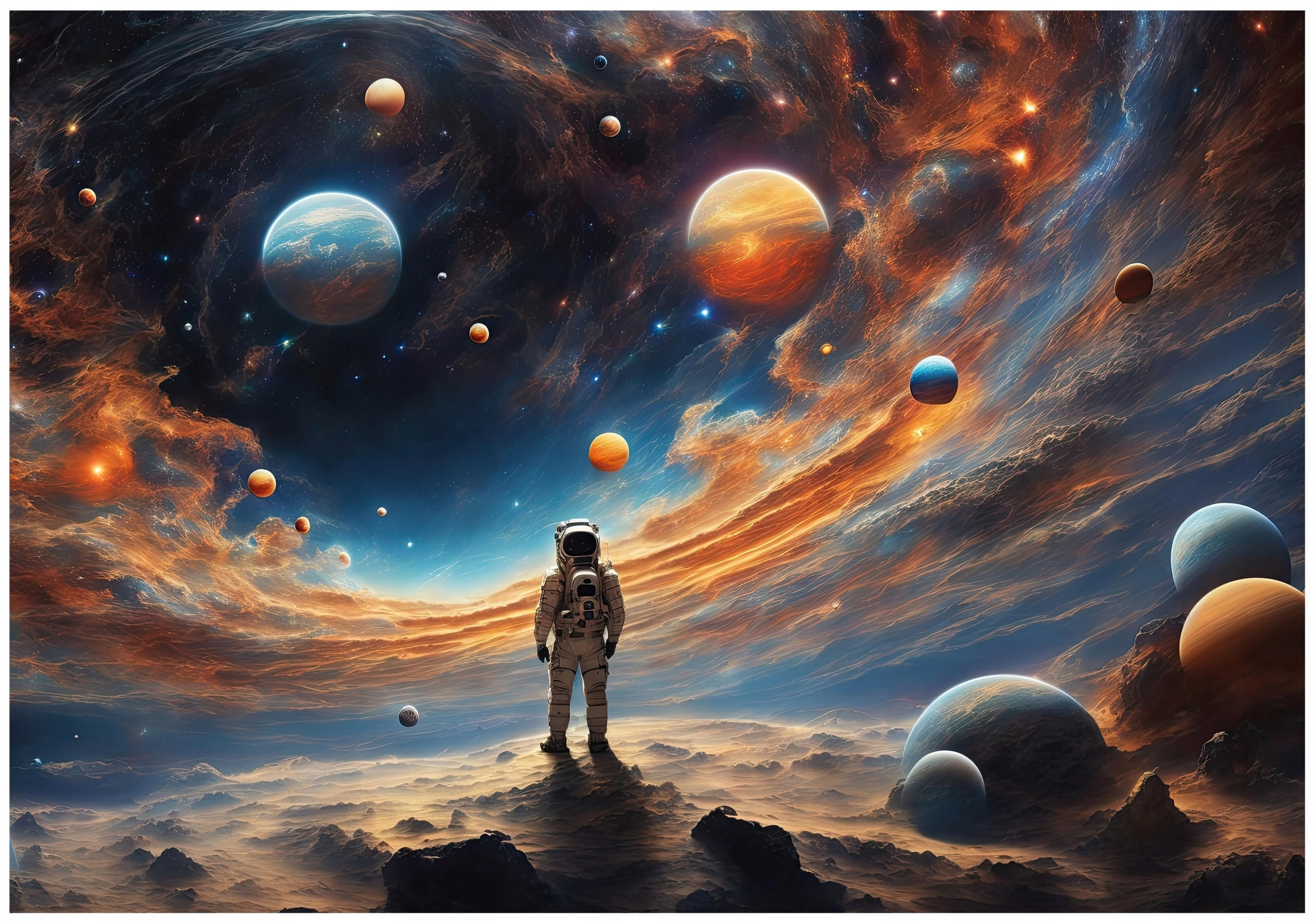 FOTOTAPETE Kinderzimmer Planeten Kosmos Tapete 200x140 - Multicolor, Papier (200/140cm) - Wallarena