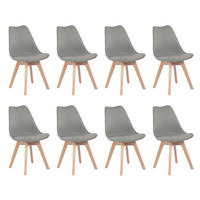 ESSZIMMERSTUHL 8-teiliges Set Grau mit Massivholzbeinen - Grau, Kunststoff (47.5/82/41cm)