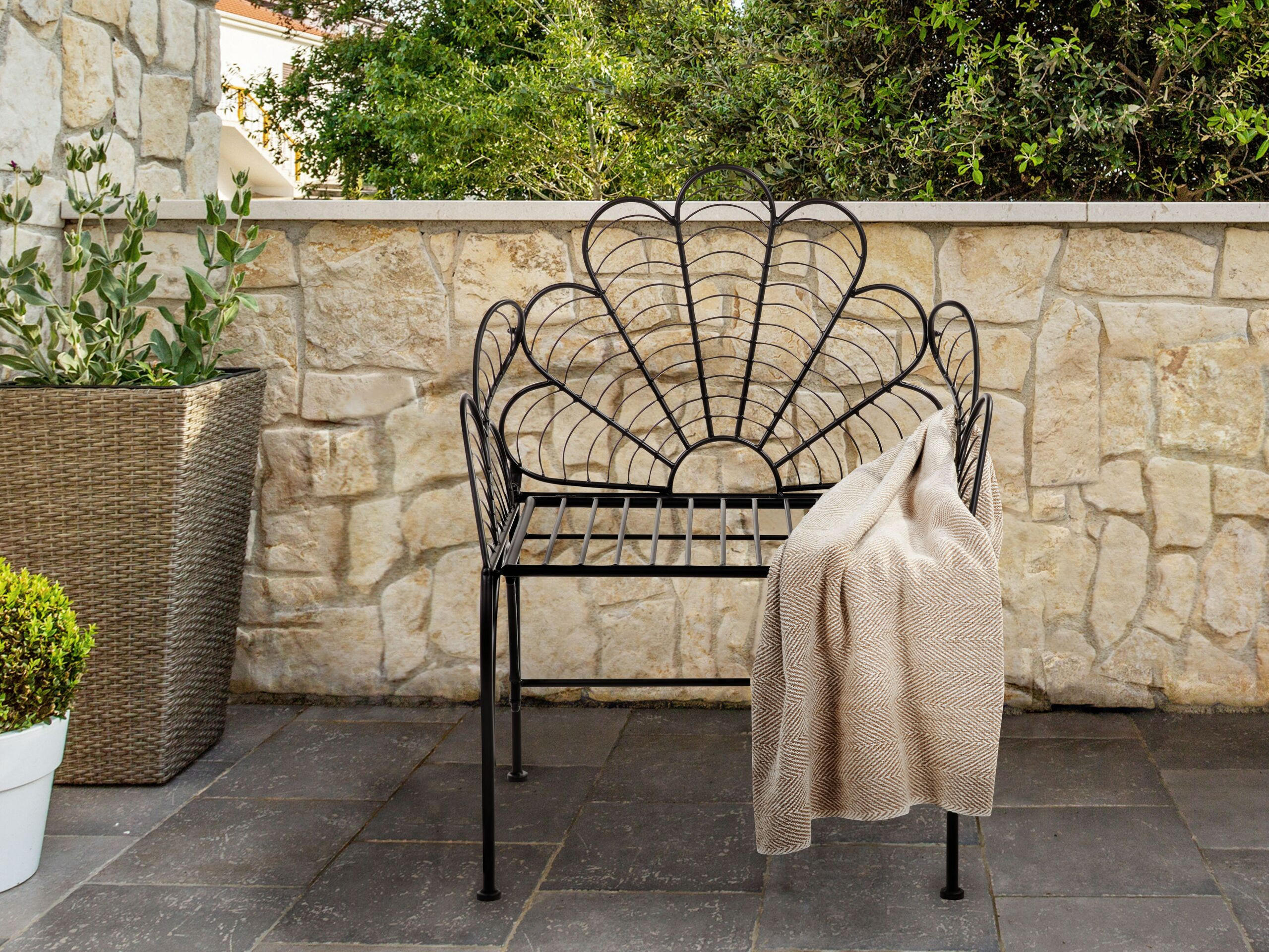 GARTENSTUHL Metall schwarz Liguria - Schwarz, Metall (71/91/49cm) - Beliani