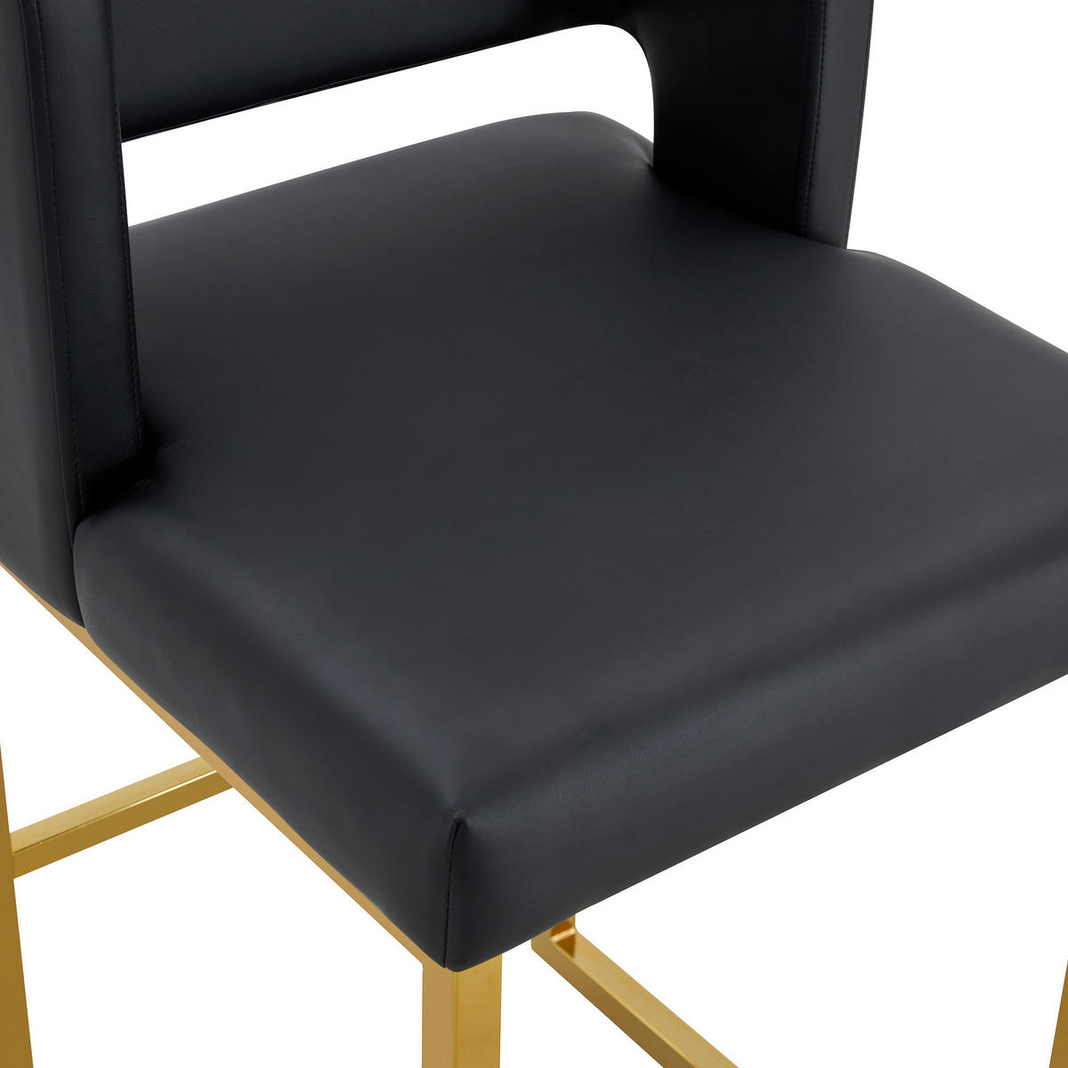 BARHOCKER 2er-Set Schwarz mit PU-Leder und goldenen Metallbeinen - Schwarz, Metall (48/91.4/53.3cm) - PANGIVO