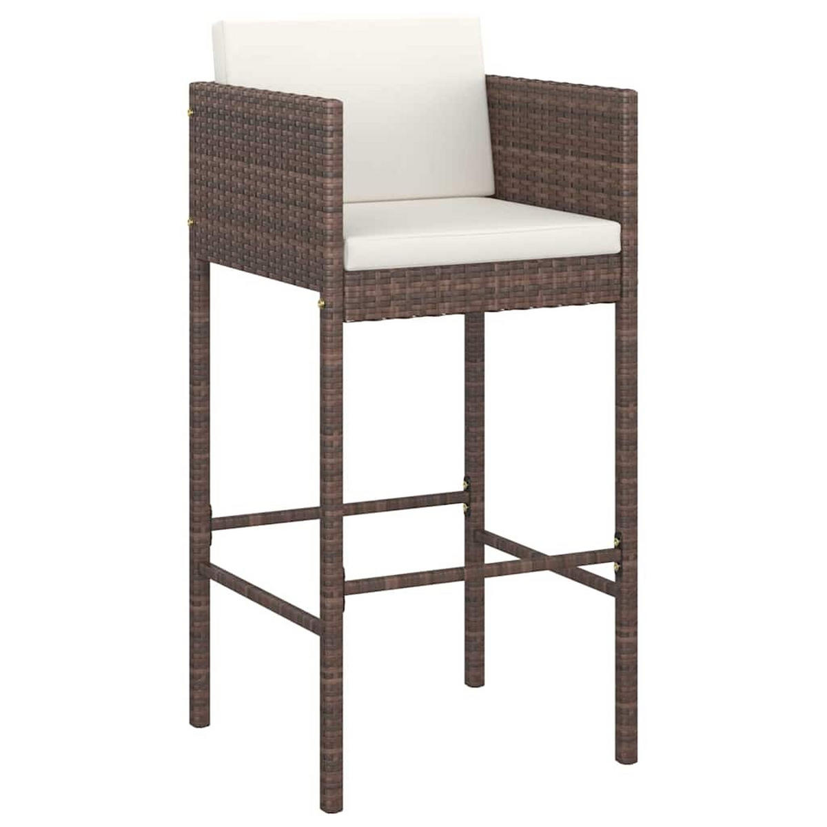 BARHOCKER 2 Stk. Mit Kissen Braun Poly Rattan - Braun, Kunststoff (48/100/50cm) - vidaXL