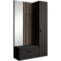 GARDEROBE Margaret II 121/203/43 mit Lamellen und Hochschrank - Schwarz/Eiche Artisan, Holzwerkstoff/Kunststoff (121/203/43cm) - Beautysofa
