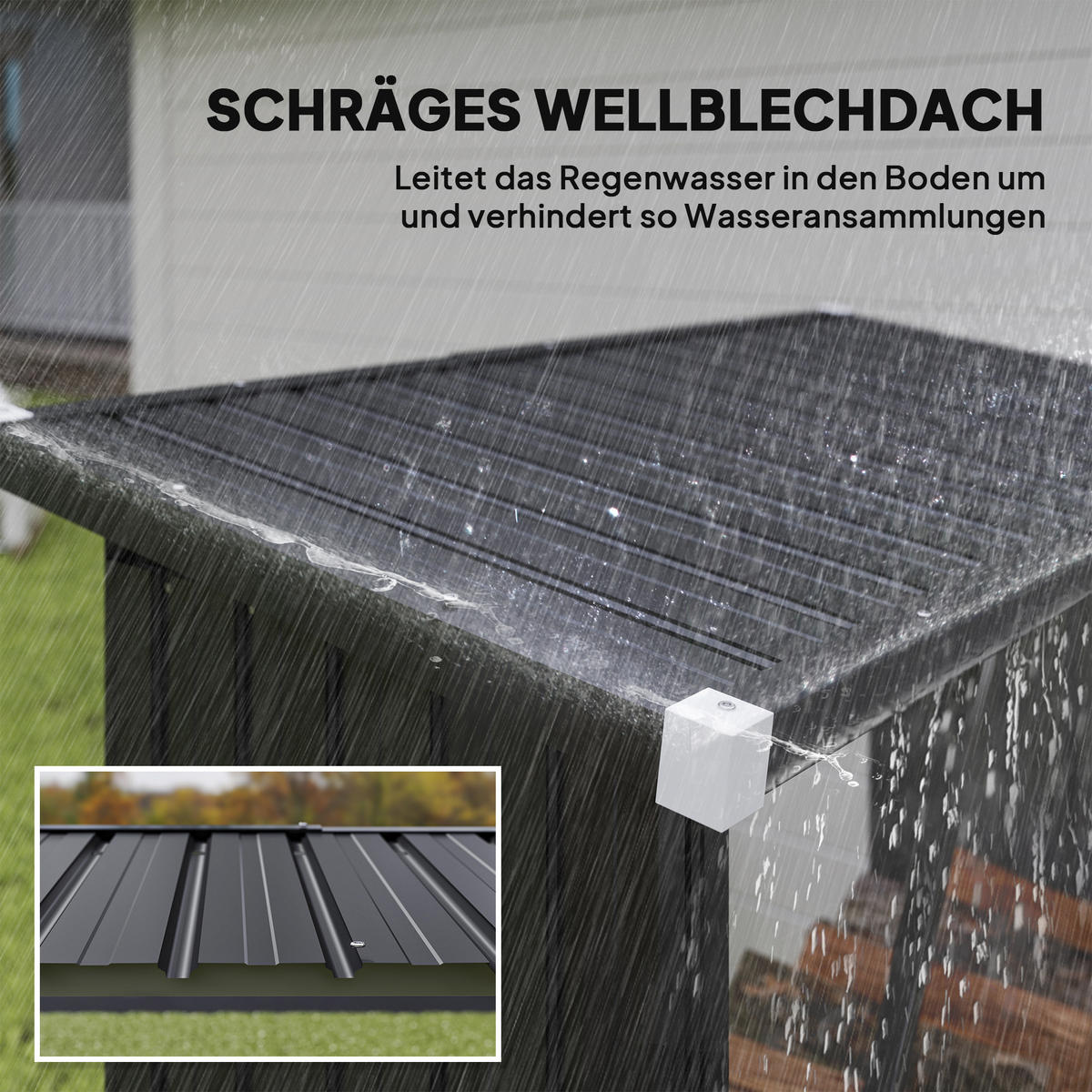 KAMINHOLZREGAL Außen Stahl 150 x 66,5 x 150 cm erhöhtes Brennholzregal Grau - Dunkelgrau, Metall (66.5/150/150cm) - Outsunny