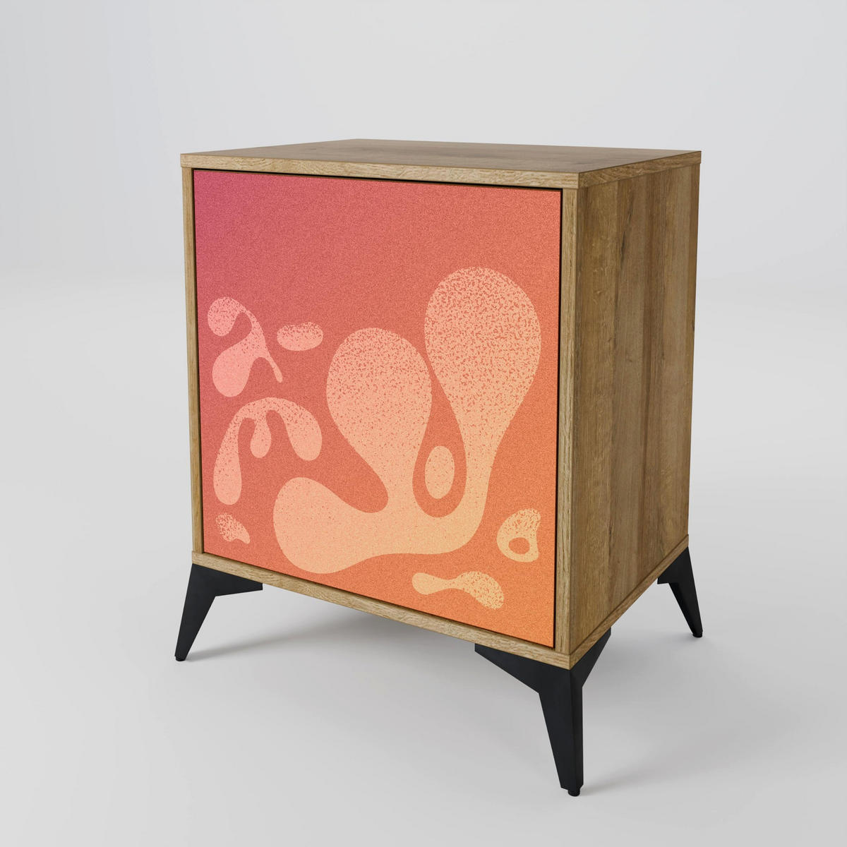 SIDEBOARD IRREGULAR PINK, Eichefarben, 57,5x42x77,5 cm, Schräge Buchenholzfüße - Eichefarben/Buchefarben, Holzwerkstoff/Buchenholz (57.5/77.5/42cm) - SpaceRebels