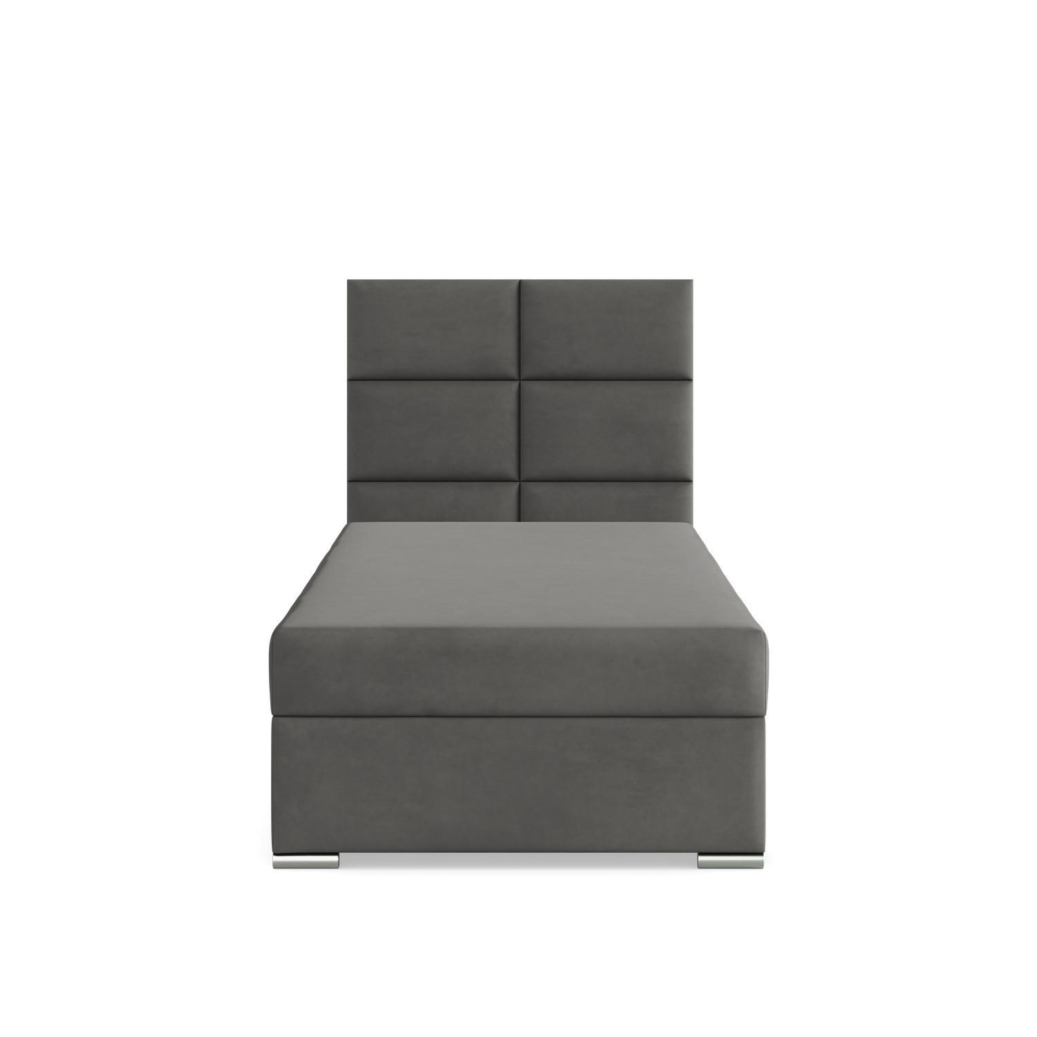 BOXBETT MIT KOPFTEIL 90x200 CALVI, Grau - Graphitfarben, Textil (90/200cm) - Mebligo