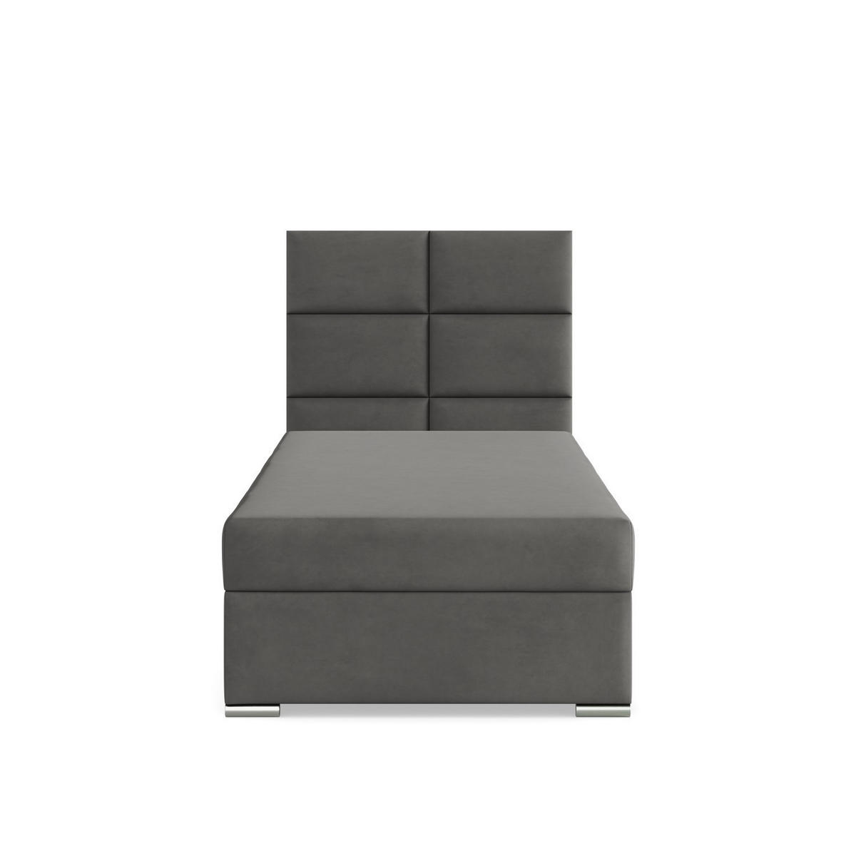 BOXBETT MIT KOPFTEIL 90x200 CALVI, Grau - Graphitfarben, Textil (90/200cm) - Mebligo