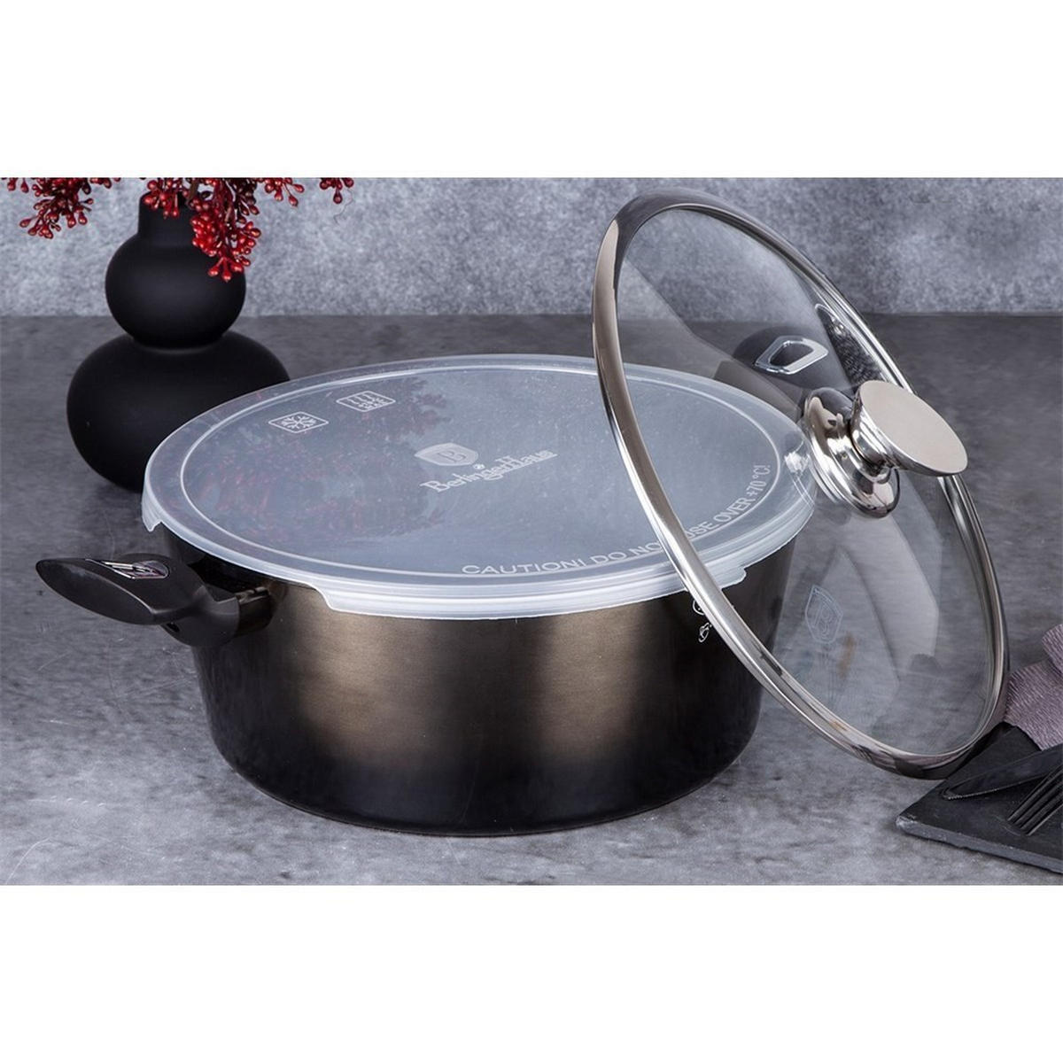 TOPF Schwarz 28/28/12.4 cm BH6606 - Schwarz, Metall (28cm) - Berlinger Haus