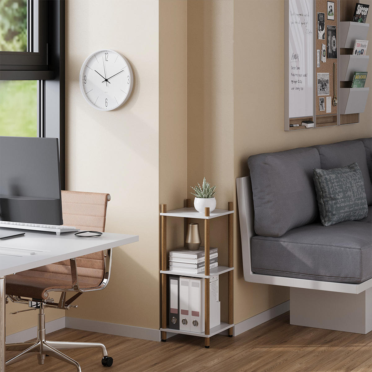 ROHOVÁ POLICE Bivio Bílá/borovice - bílá, kompozitní dřevo (30/72/30cm) - Vicco