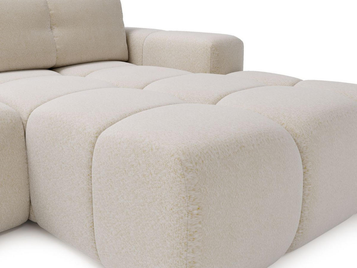 ECKSOFA Montero Bouclé-Stoff Creme Rechts - Creme, Holz/Textil (280/177cm) - Graingold