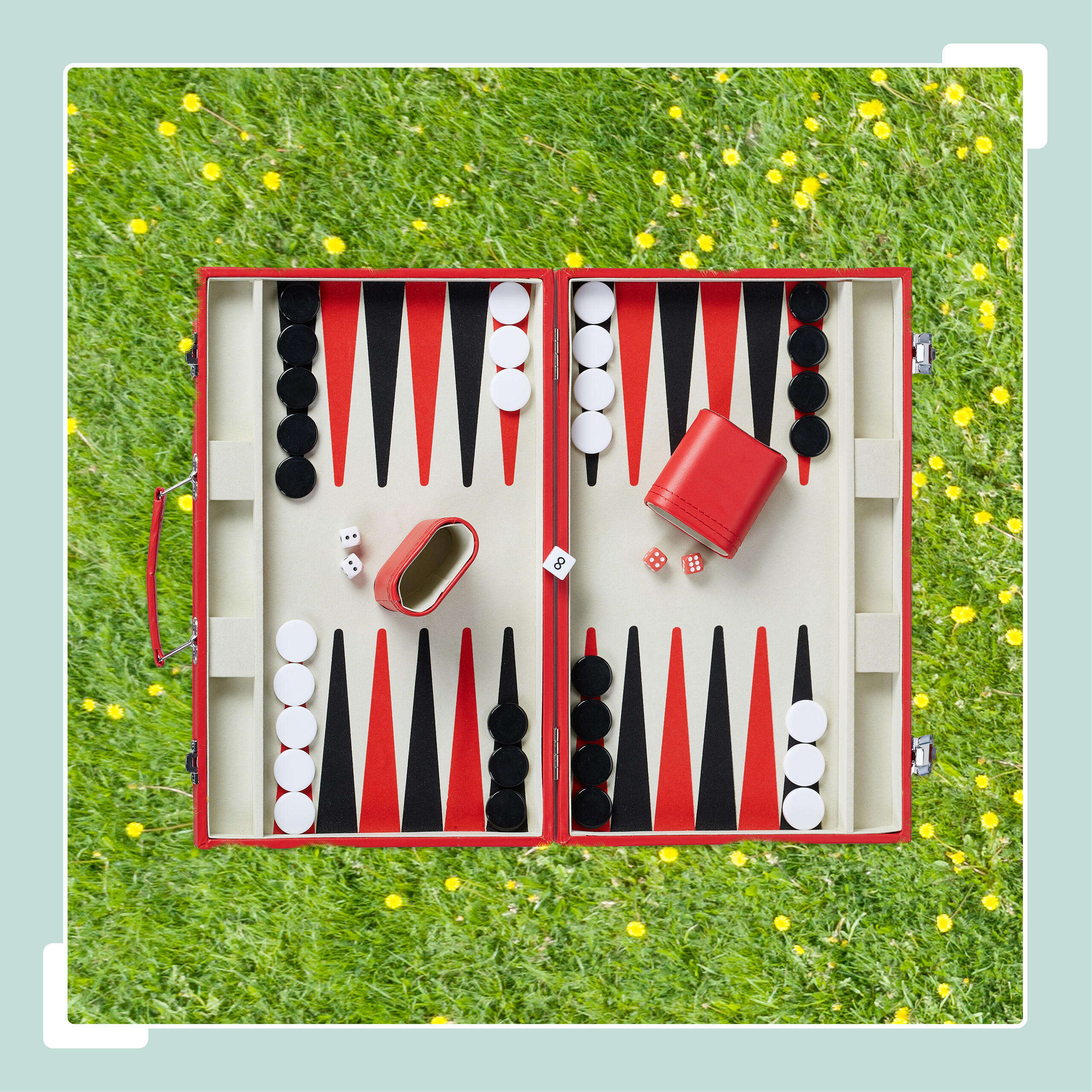 BACKGAMMON-KOFFER - Rot, Holzwerkstoff/Kunststoff (36.5/24cm) - Relaxdays