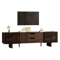 TV ormarić od MDF-a 180x40x45 cm tamni orah s 2 ladice i lamelnim vratima, za TV do 75 inča - smeđa, drvni materijal (180/45/40cm) - Modfu
