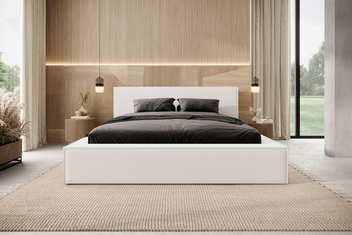 POLSTERBETT Bocalio Cremeweiß Boucle 180 cm - Creme, Textil (180/200cm) - Selsey
