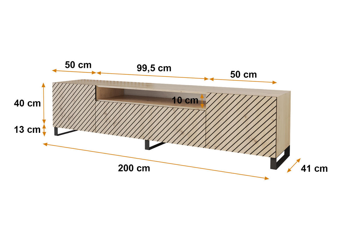 LOWBOARD SENI-S 200x53x41 cm - Artisan - Schwarz/Eiche Artisan, Holzwerkstoff (200/53/41cm) - ALTDECOR