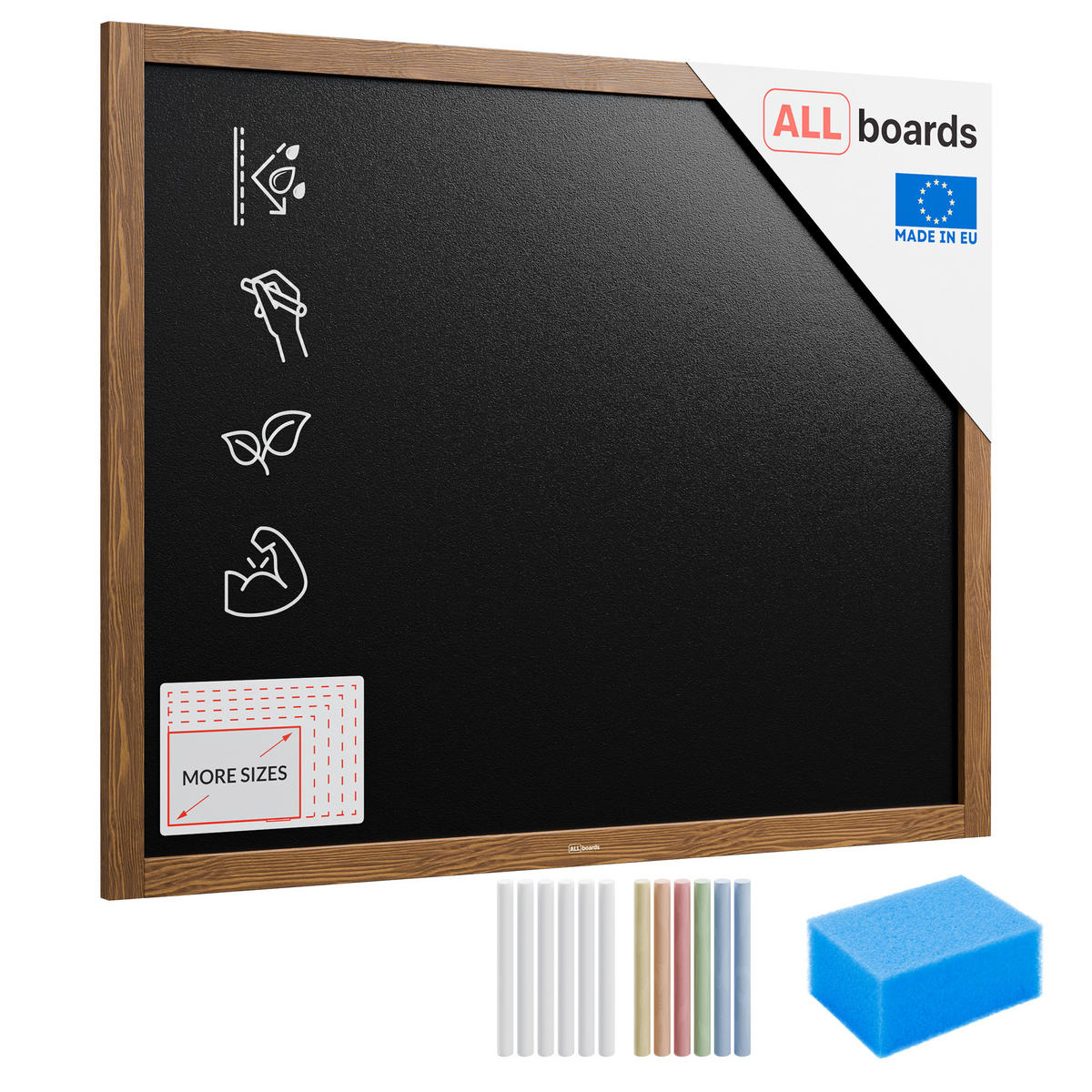 KREIDETAFEL Wasserfest mit lackiertem Holzrahmen 100x80cm - Braun, Holz (100/80/2cm) - ALLboards