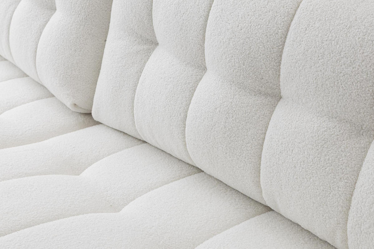 ECKSOFA Masina Weiß, Schlafsofa aus Veloursstoff - Weiß, Holzwerkstoff (245/143cm) - Bettso