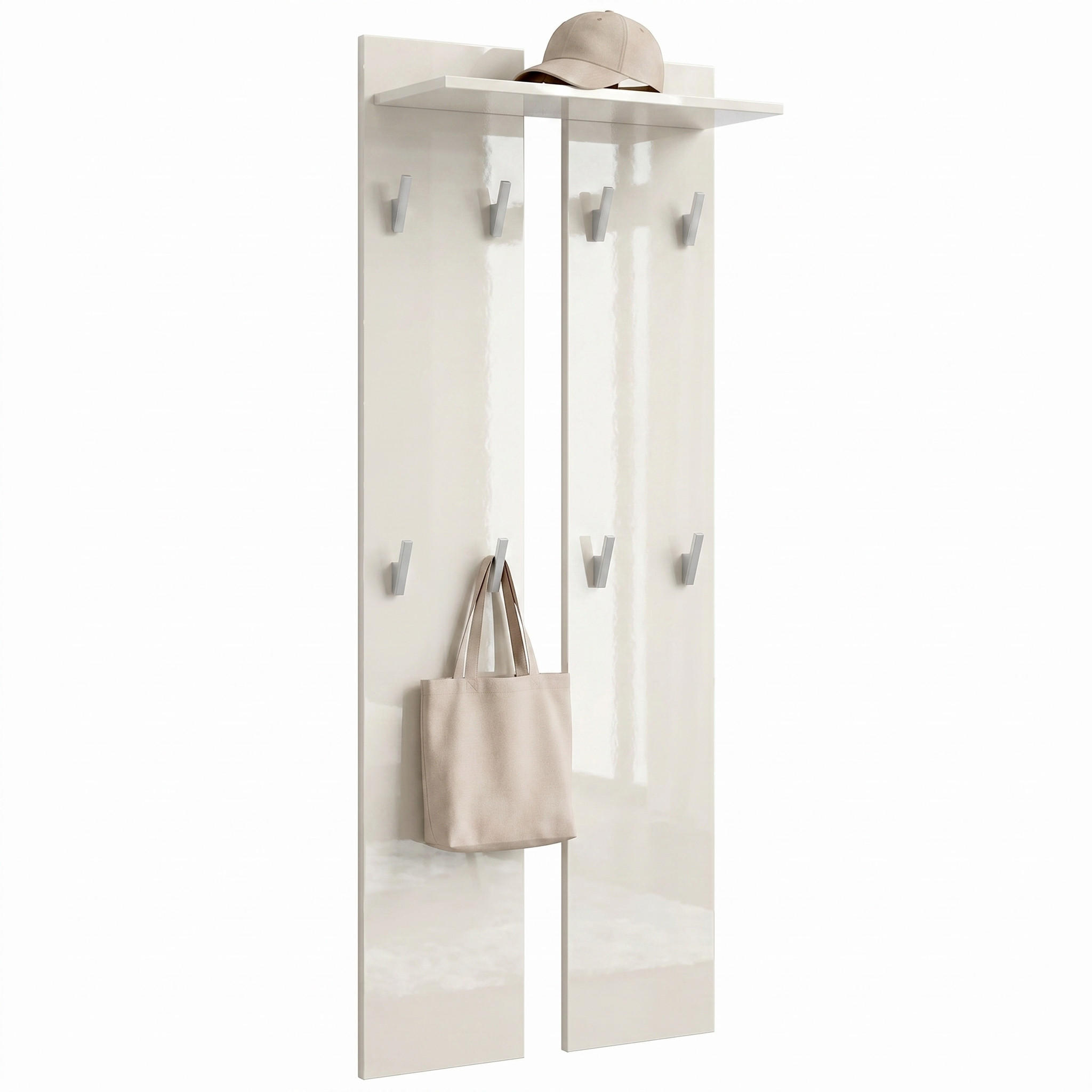 GARDEROBENPANEEL Wandpaneel Creme Hochglanz - Creme, Holzwerkstoff (57/170/20cm) - Vladon
