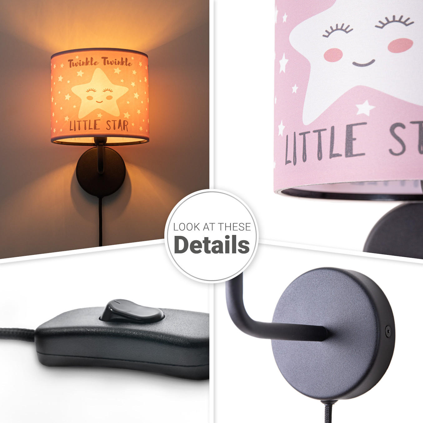 KINDERZIMMERLAMPE Luca Wl Ale 105 - Hellrosa, Metall (18/26.9/20.9cm) - Paco Home
