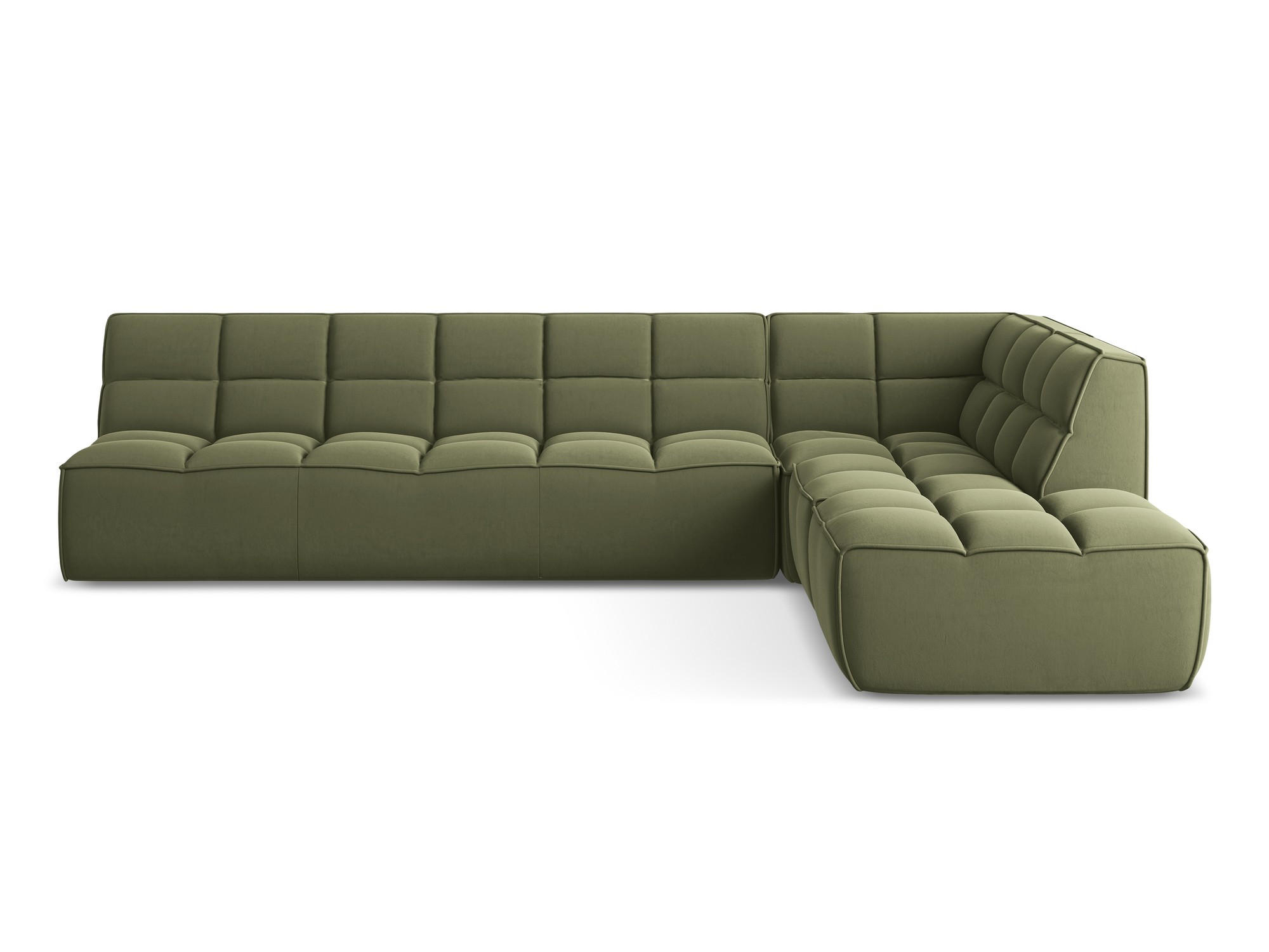 ECKSOFA Beidseitig Samt Stoff Grün - Schwarz/Olivgrün, Kunststoff/Textil (308/258cm) - Makamii