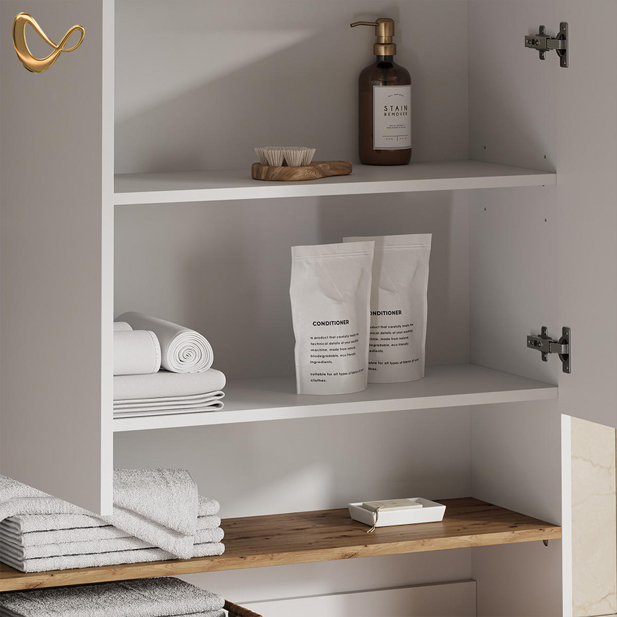 WASCHMASCHINENSCHRANK Paolina Weiß/Artisan 93.6 x 100.4 cm - Weiß/Eiche Artisan, Holzwerkstoff (93.6/100.4/29cm) - Livinity®