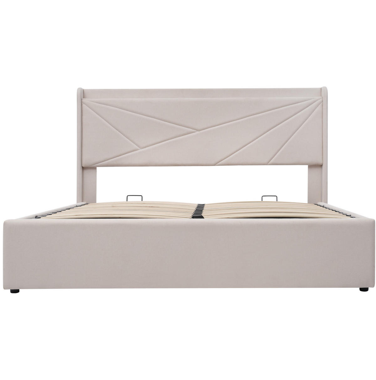 POLSTERBETT 140/200 cm aus Baumwoll-Leinen-Mix mit Bettkasten und USB-C Beige - Beige, Textil (140/200cm) - Modenvie