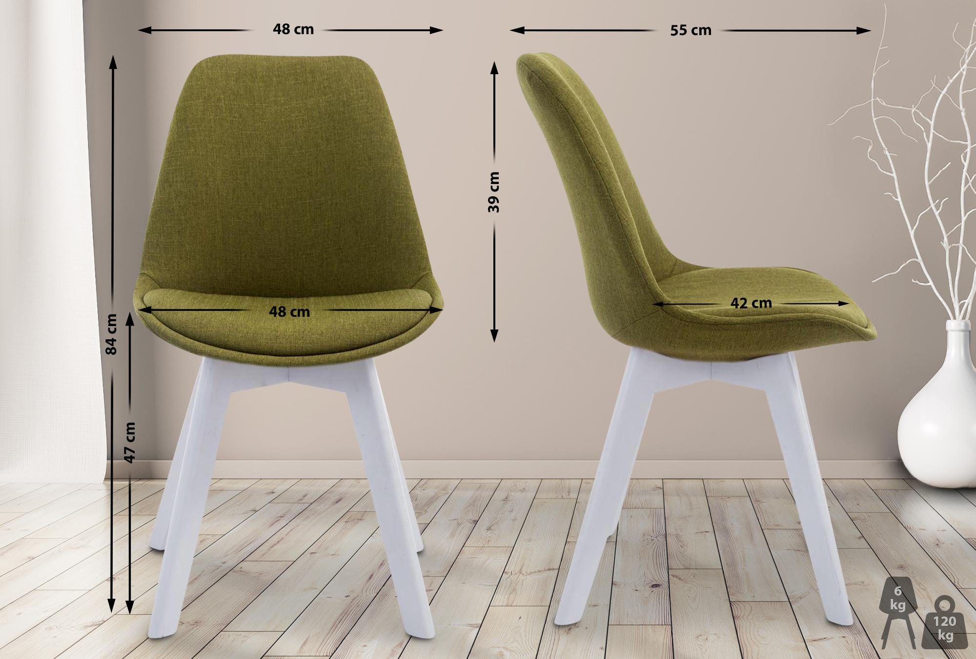STUHL Stoff Grün - Weiß/Grün, Holz/Textil (48/84/55cm) - CLP