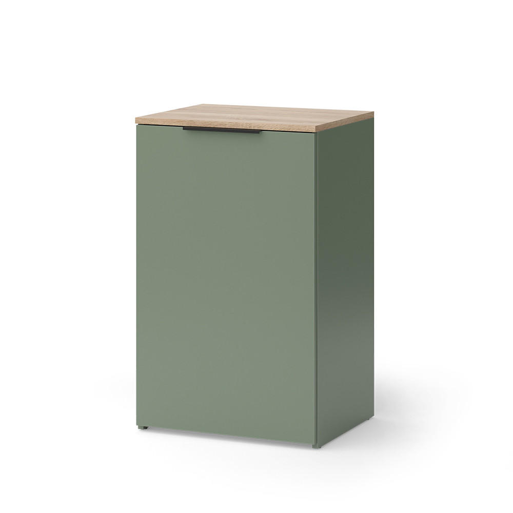 KOMMODE Wido Grün 50 x 80 cm mit Regal - Grün/Sonoma Eiche, Holzwerkstoff (50/80/40cm) - Vicco