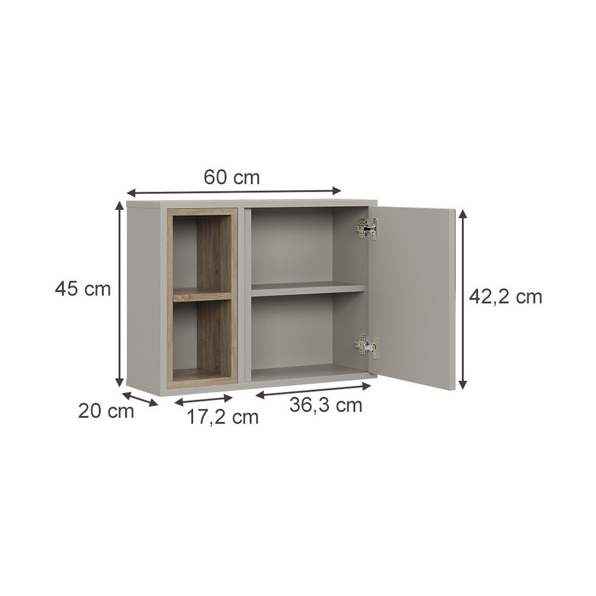 ELNOR Greige/Dub - šedobéžová, kompozitní dřevo (60/45/20cm) - Vicco