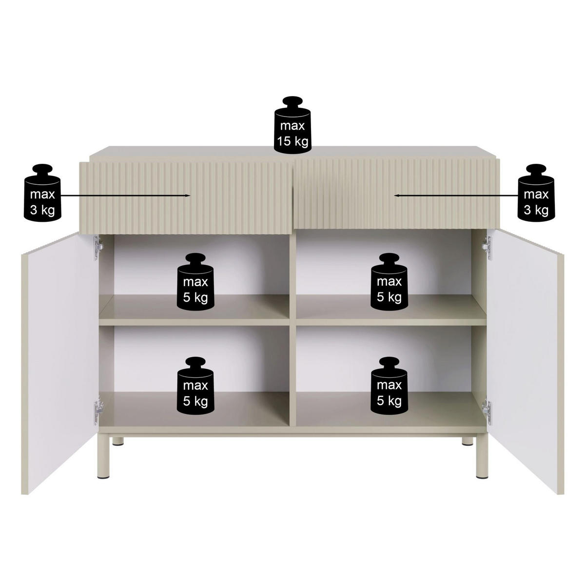 SIDEBOARD Veldio New Schwarz 100 cm - Schwarz, Holzwerkstoff/Metall (99.8/80/38cm) - Selsey