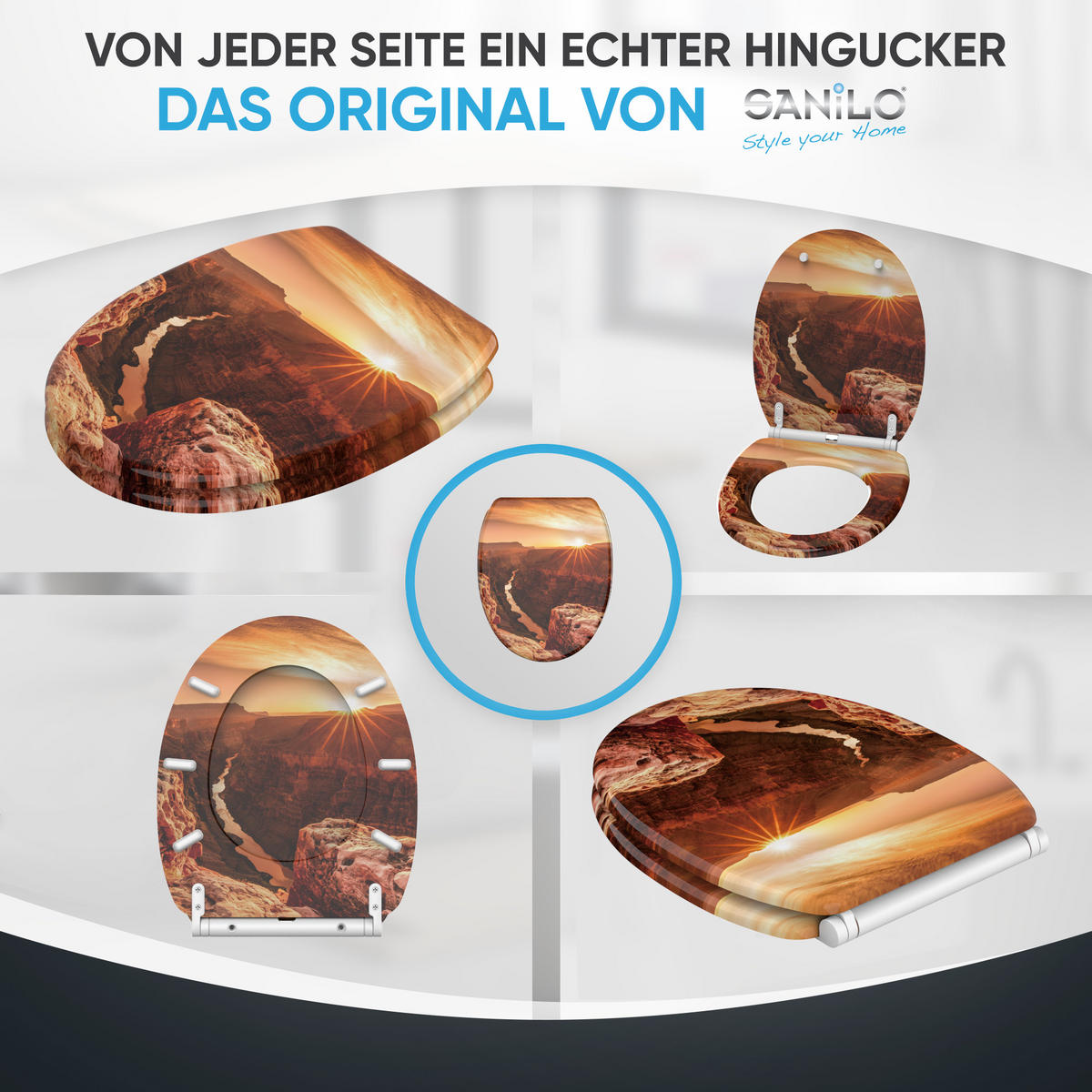 WC-SITZ mit Absenkautomatik & Top Fix Grand Canyon - Orange, Holzwerkstoff (37.7/5.5/48cm) - Sanilo