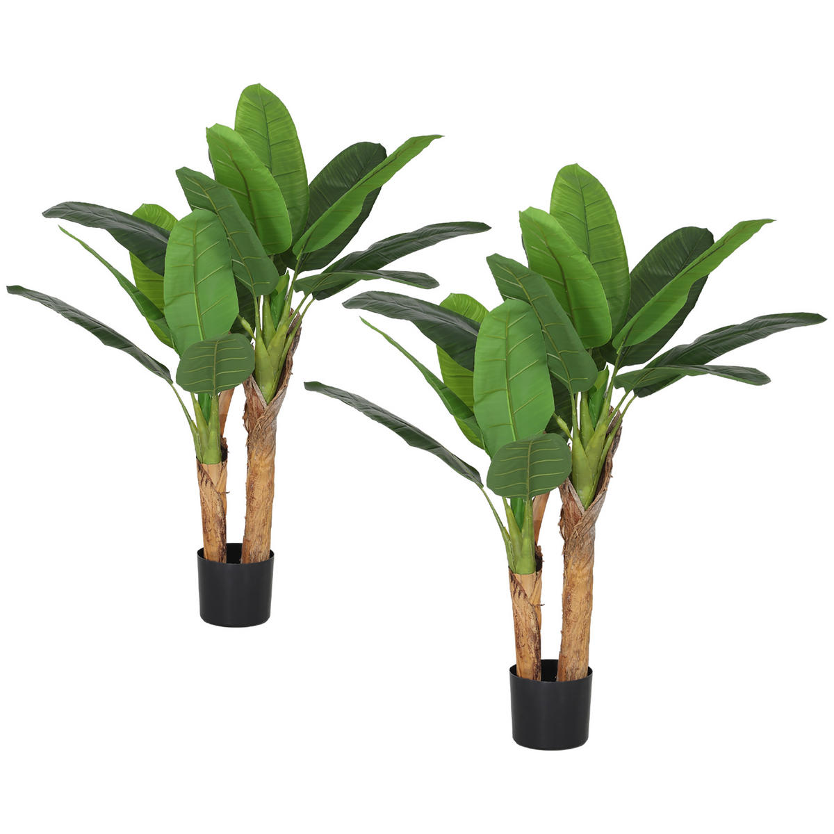 KÜNSTLICHER Bananenbaum 2er Set groß 120 cm Kunstpflanze - Grün, Kunststoff (120cm) - HOMCOM