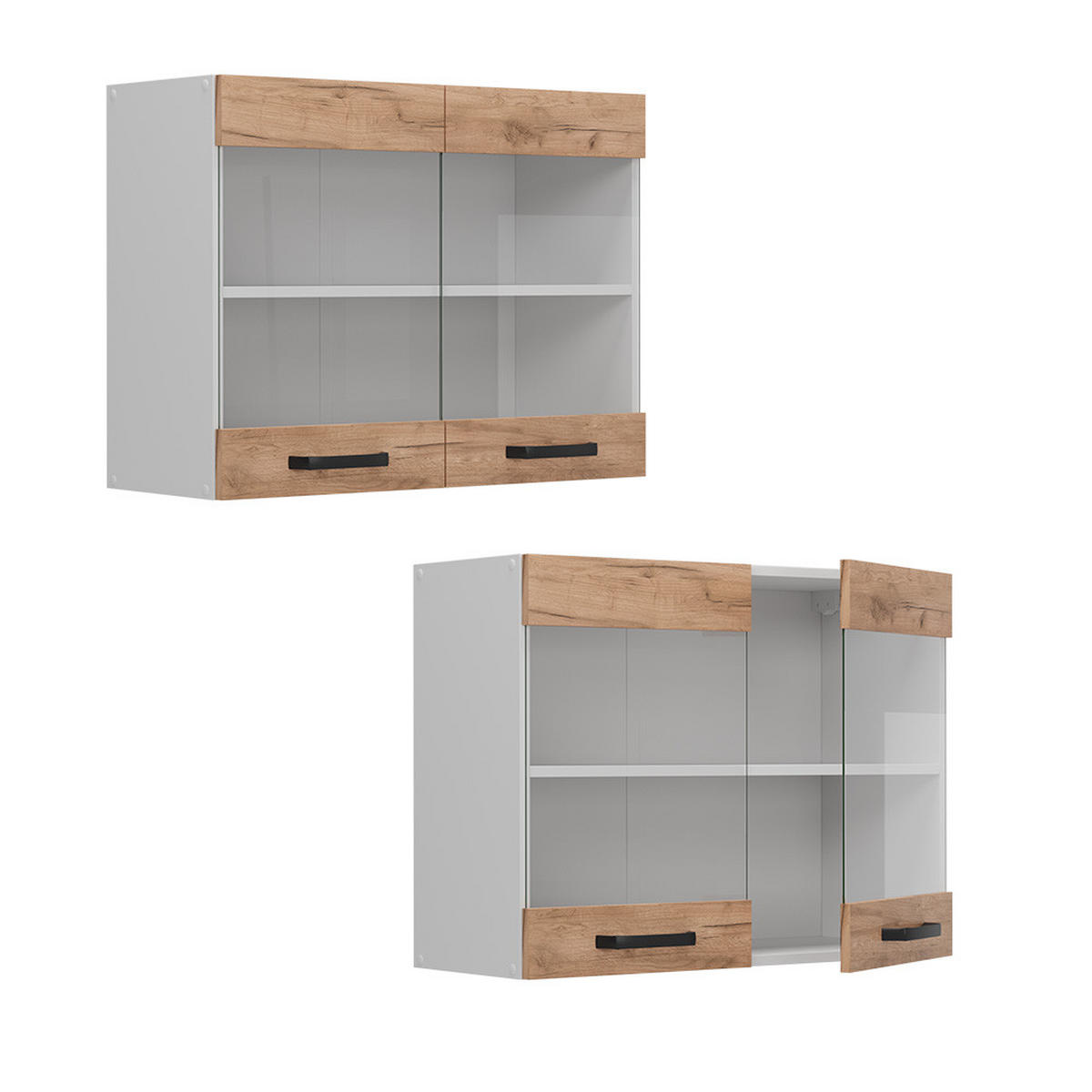 KÜCHENGLASSCHRANK R-Line Goldkraft Eiche 80 cm - Honigeiche/Eiche Wotan, Holzwerkstoff (80/60/31cm) - Vicco