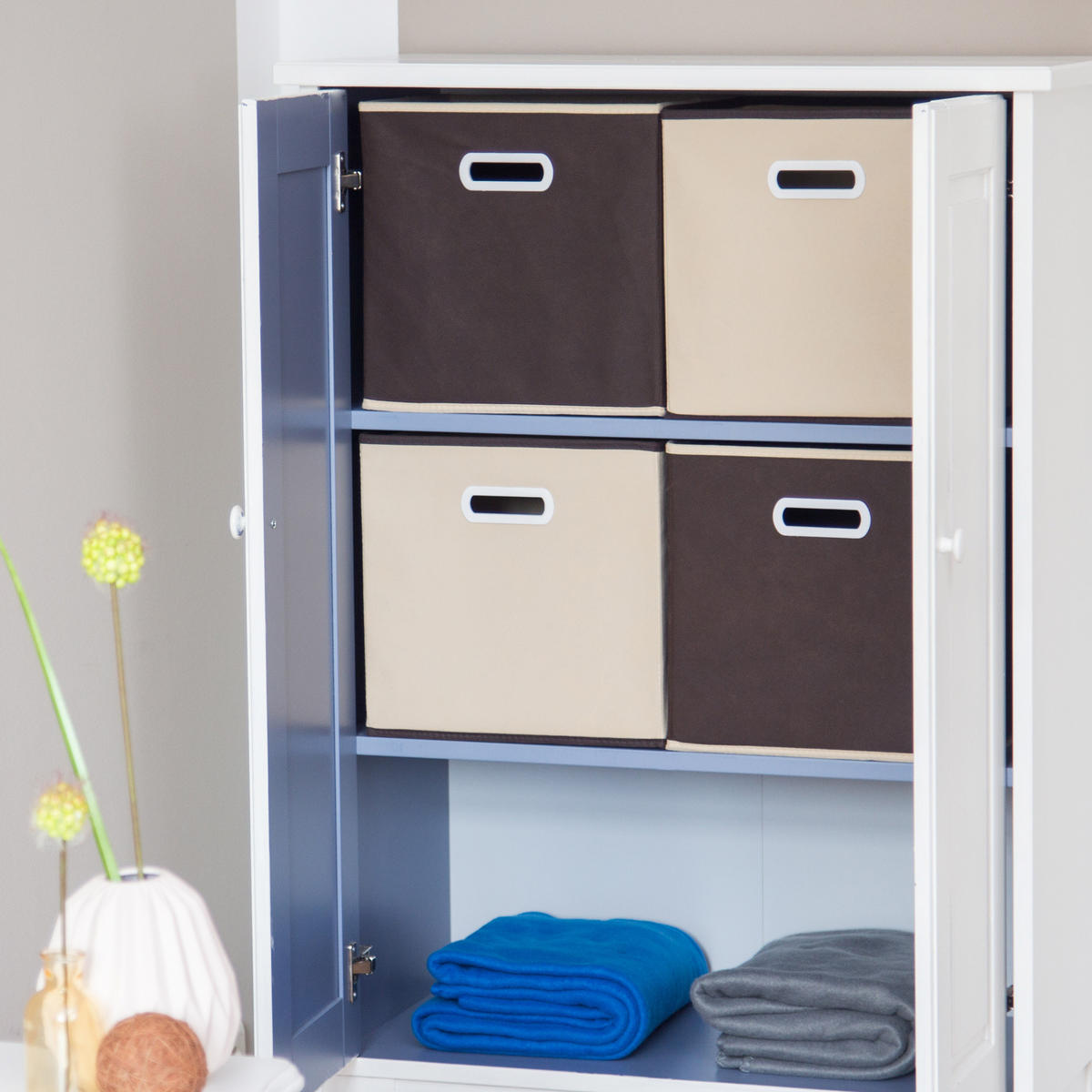 2XFALTBOX - Dunkelbraun, Wellpappe/Kunststoff (30/30/30cm) - Relaxdays