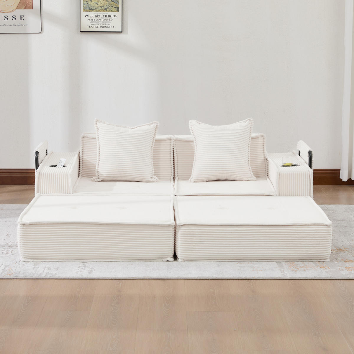 SOFA 2-Sitzer mit Kissen 162 x 78 x 66 cm Cord Beige - Beige, Kunststoff (78/66/162cm) - Meubliv