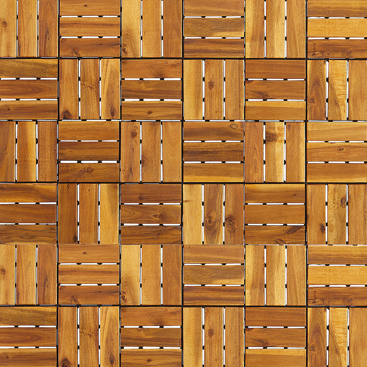 TERRASSENFLIESE - Akazie massiv - 10er-Set - Akaziefarben, Holz/Kunststoff (30/30/2.4cm) - home24