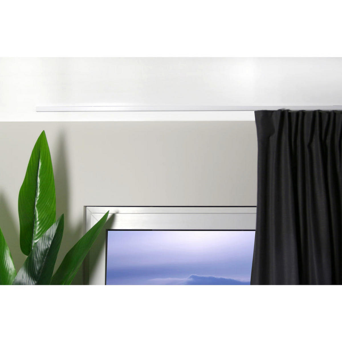GARDINENSCHIENE 1-lauf Square - Weiß, Metall (130cm) - Deco-Raum
