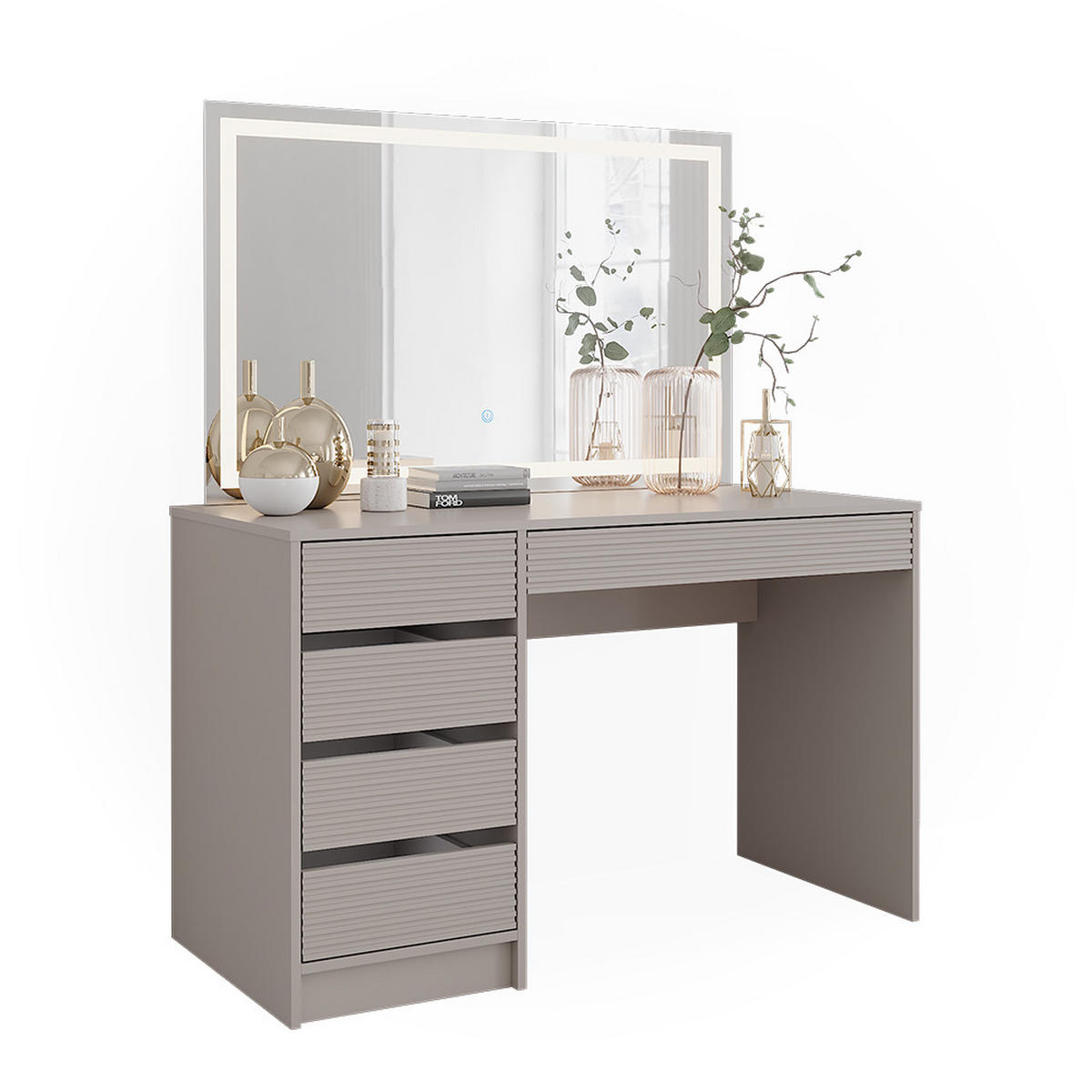 SCHMINKTISCH Sherry Cashmere 120 cm mit LED-Spiegel - Kaschmir, Holzwerkstoff (120/75/55cm) - Vicco