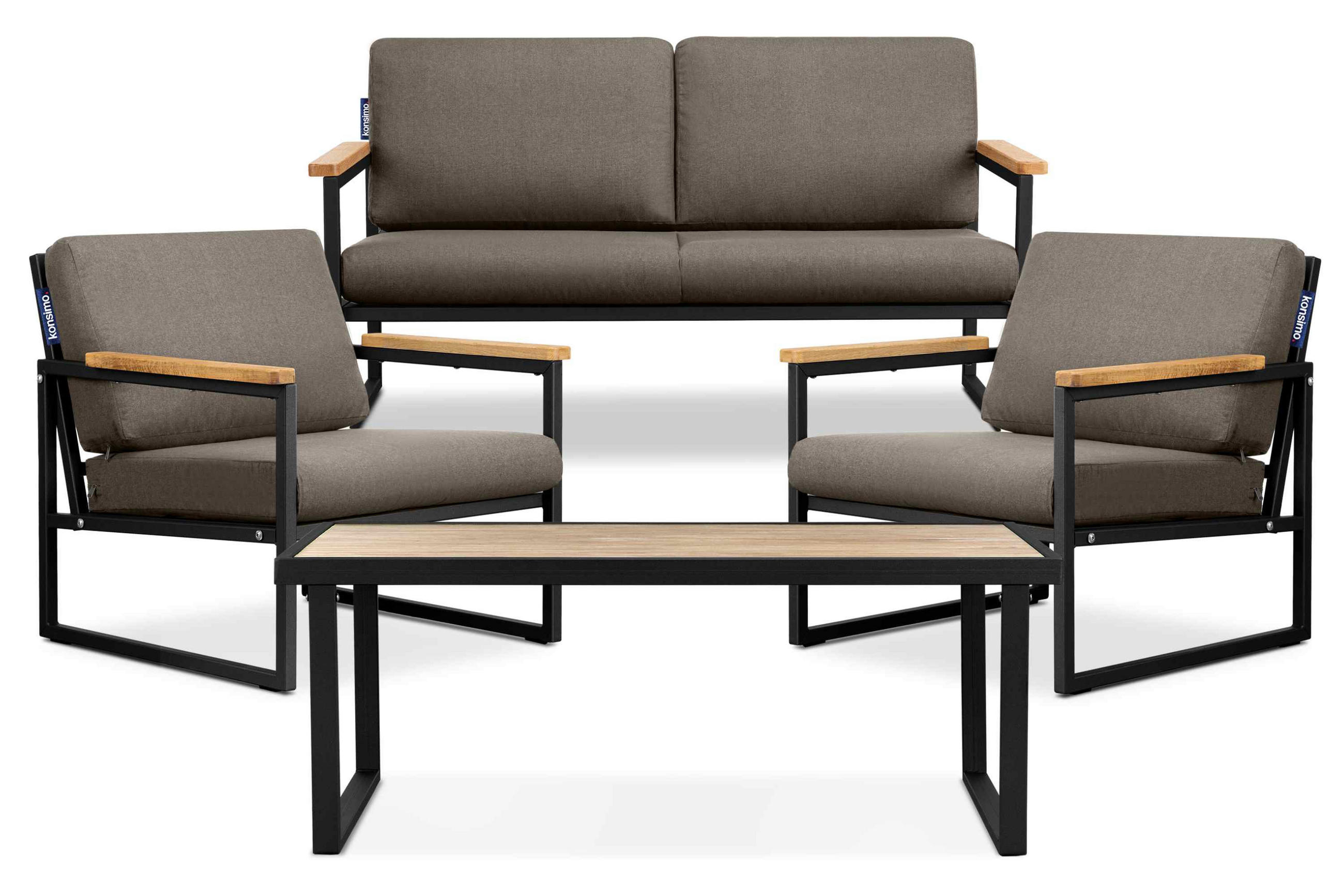 GARTENSET TRIBO Industriestil für 4 Personen, schwarz - Beige/Schwarz, Metall - KONSIMO®