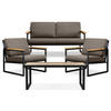 GARTENSET TRIBO Industriestil für 4 Personen, schwarz - Beige/Schwarz, Metall - KONSIMO®