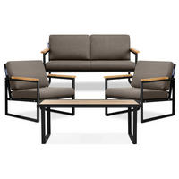 GARTENSET TRIBO Industriestil für 4 Personen, schwarz - Beige/Schwarz, Metall - KONSIMO®